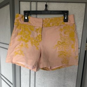 Yellow embossed shorts